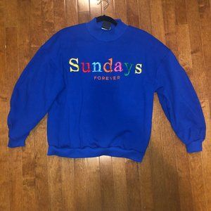 Blue 'Sundays' Turtle Neck Sweatshirt
